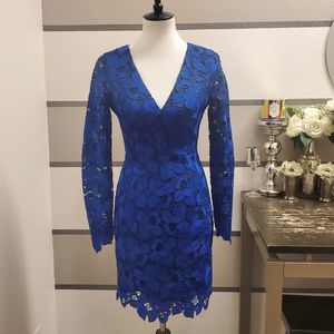 NWT Dress the Population Blue Lace Dress Sz XS